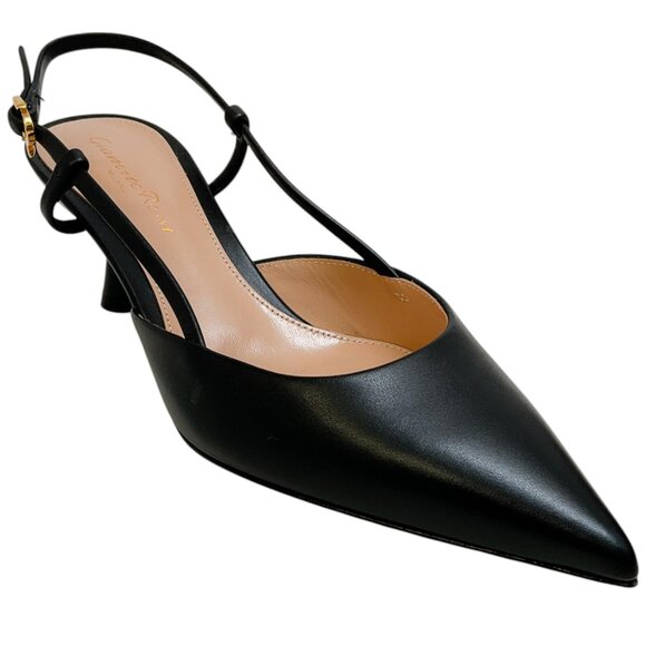 Gianvito Rossi Shoes - Gianvito Rossi Black Leather Ascent 55 Slingback Pumps